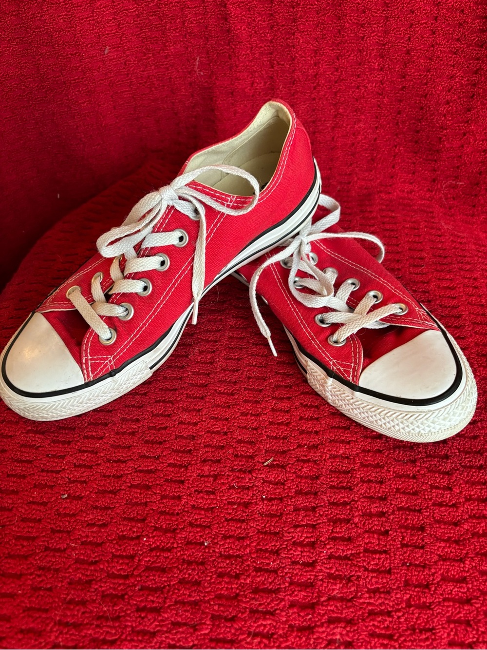 Red Converse Canvas Lace-Up Sneakers - Casual Shoes